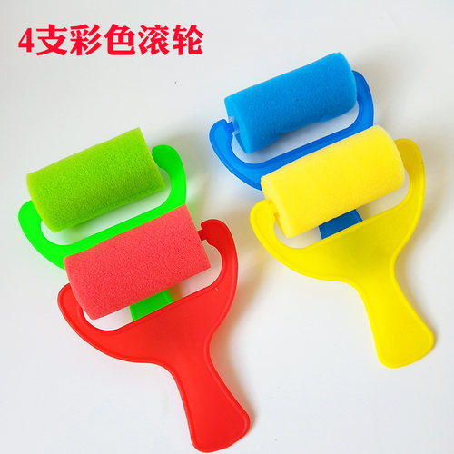 儿童海绵滚轮滚筒印章幼儿园益智美术绘画颜料画画早教工具海绵刷