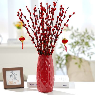 年宵花卉银柳真花鲜枝红色水培植