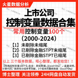 上市公司控制变量数据2024企业财务指标数据异质性分组数据