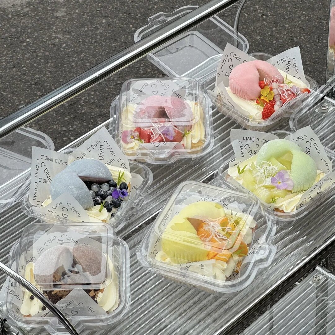 炸裂雪媚娘打包盒透明提拉米苏慕斯甜品便当盒草莓奶油蛋糕包装盒
