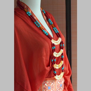 秦汉仿玉横复原璎珞唐风敦煌项链仿绿松石战国袍汉服配饰