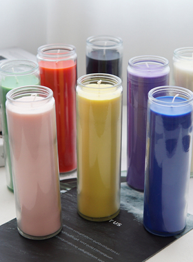 红色白色绿色黑色黄色大豆蜡玻璃瓶蜡烛 自制照明香薰蜡烛