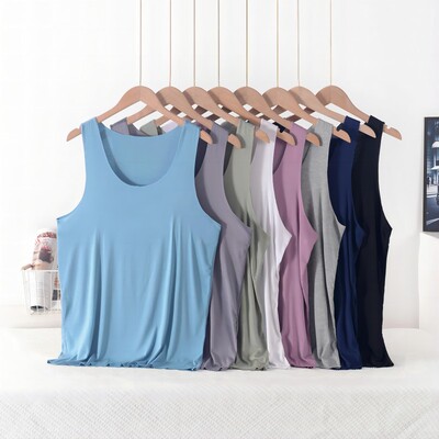 外穿薄款莫代尔男士大码无痕背心无袖坎肩清凉夏季内搭打底衫宽松