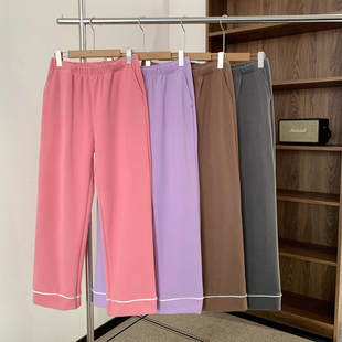 冬季新款德绒保暖家居裤女士大码睡裤加绒加厚宽松休闲裤直筒长裤