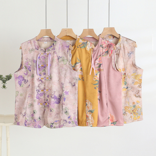 薄款2025新款国风马甲夏季高级感无袖坎肩马甲外套新中式盘扣外搭