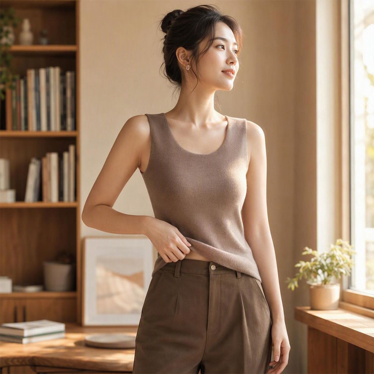 女秋冬新款无痕大码内搭打底衫德绒保暖背心加绒加厚紧身吊带上衣