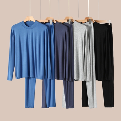 莫代尔男士秋冬薄款睡衣套装