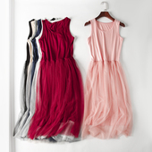 网纱内搭打底长裙大码 莫代尔背心裙吊带连衣裙女夏季 雪纺无袖 显瘦