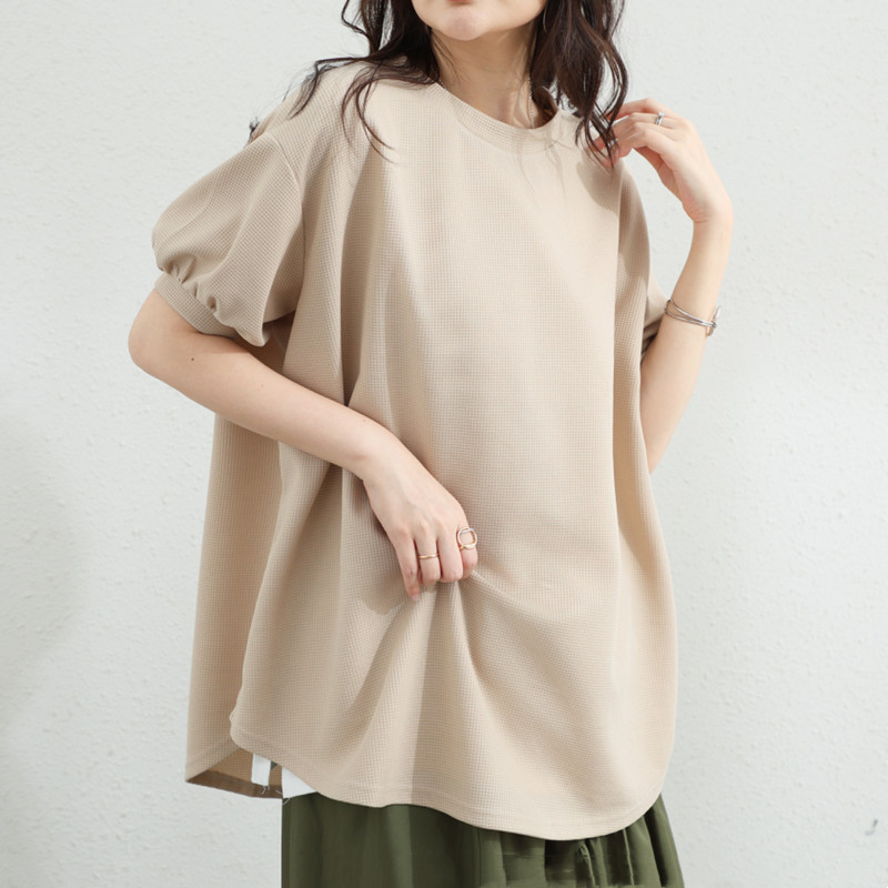 外穿夏新款短袖t恤女装休闲圆领宽松显瘦大码上衣前短后长打底衫