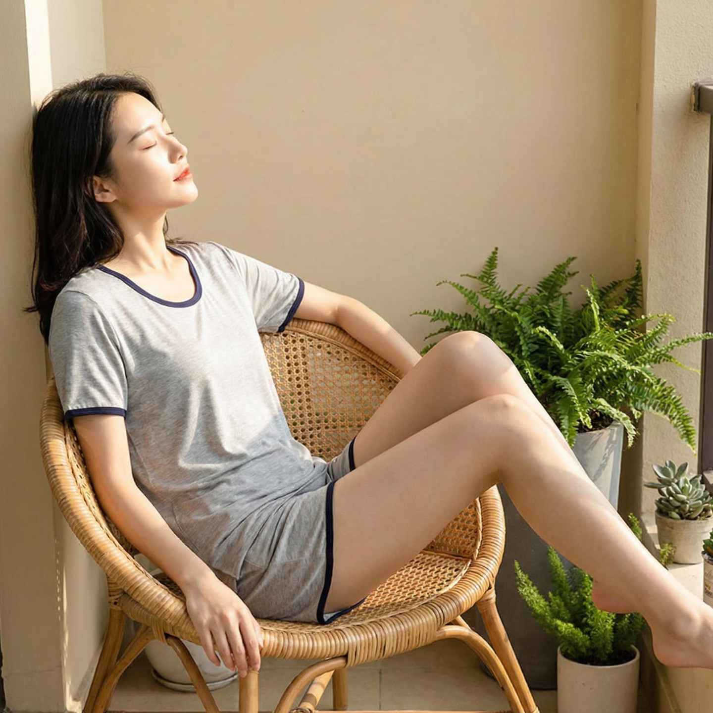 新款莫代尔两件套短袖短裤家居服女夏薄款睡衣睡裤可外穿宽松套装