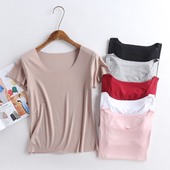 T恤女夏薄款 上衣简约修身 大码 莫代尔无痕短袖 内搭百搭圆领打底衫