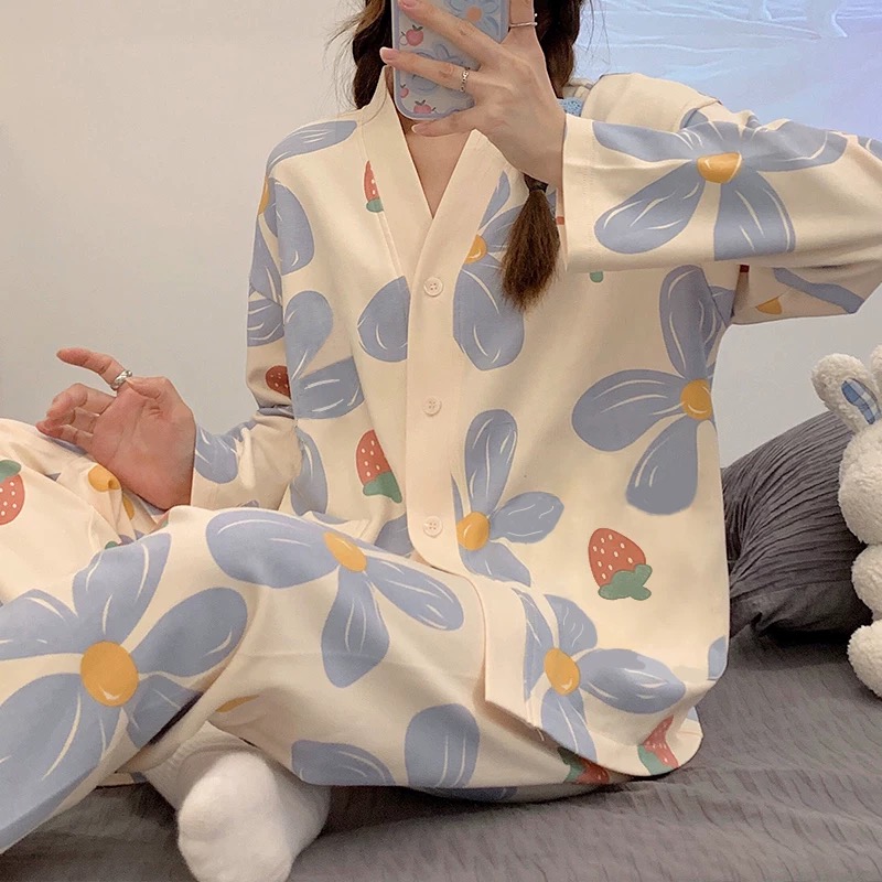 浪莎睡衣女春秋季1OO纯棉长袖少女减龄套/开衫服家居服 2024新款_淘宝内购会_女士内衣/男士内衣/家居服-第3张图片-提都小院