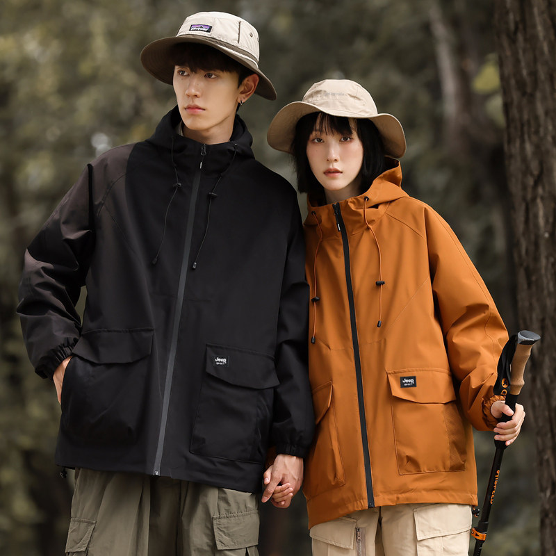 JEEP吉普山系户外冲锋衣防风防水外套男女款旅行登山服露营夹克