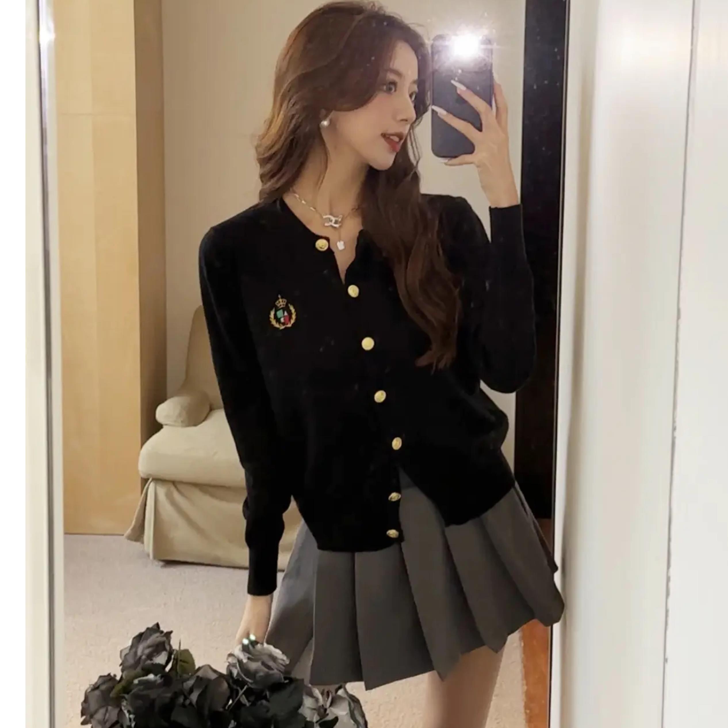9639#甜辣温柔刺绣针织开衫外套女气质小众百搭显瘦学院风上衣②