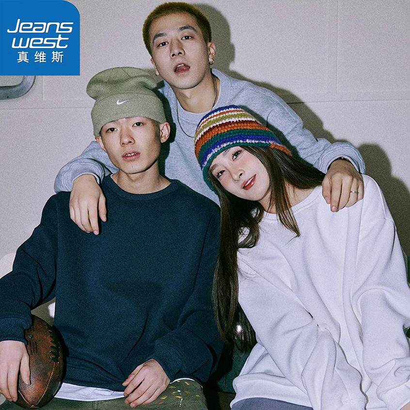 Jeanswest/真维斯2025春季新款卫衣情侣款春季宽松休闲上衣服装卫