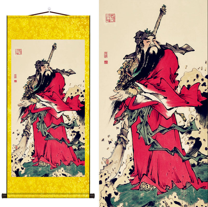 武财神关公挂画关羽关二爷画像义薄云天关圣帝君伽蓝菩萨卷轴挂画