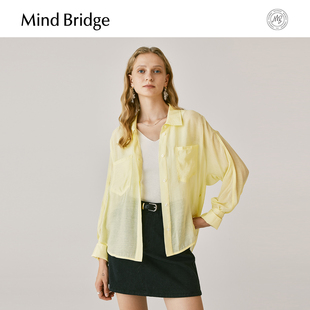 衬衫 长袖 慵懒风纯色外搭 Bridge女士宽松休闲衬衣2025夏薄款 Mind
