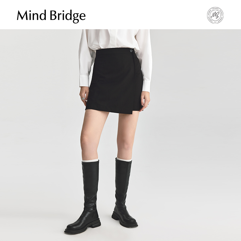 Mind Bridge女士设计感短裙2024新款不规则半身裙秋季
