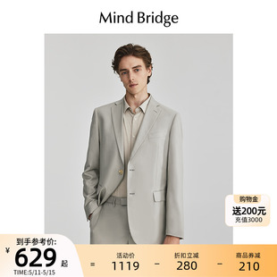 MindBridge百家好男士 休闲西装 新款 外套2024春季 通勤简约西服