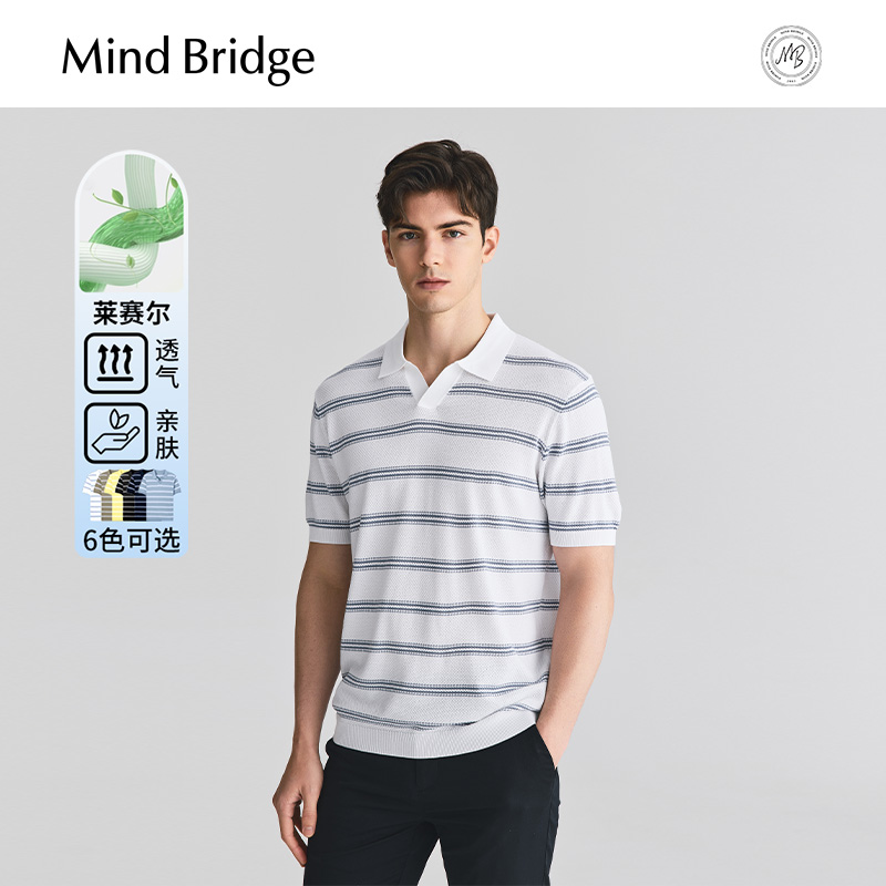 MindBridge条纹短袖polo衫