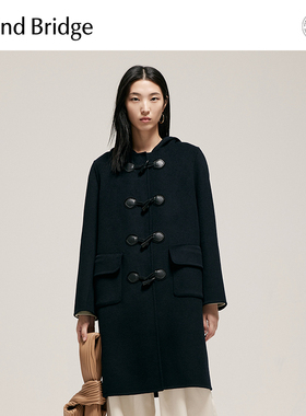 MB MindBridge百家好冬学院风羊毛大衣2025年女中长款连帽外套
