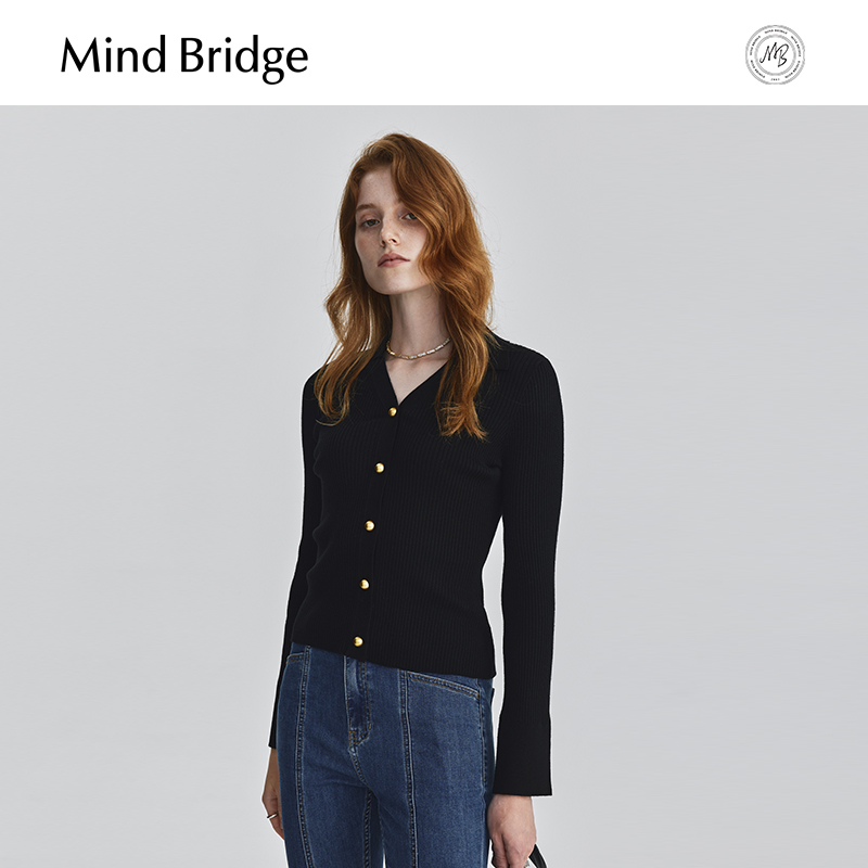MindBridge翻领针织开衫