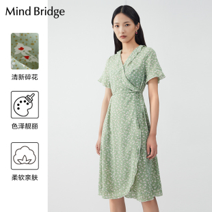 韩版 Mind 新品 茶歇裙M0012B70022 Bridge碎花女士连衣裙夏季 法式