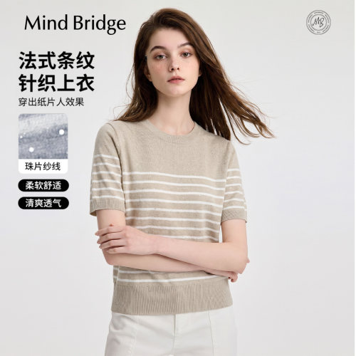 MindBridge条纹短袖针织衫