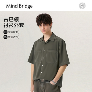 MindBridge百家好男士 衬衫 日系工装 休闲上衣 短袖 百搭衬衣夏季