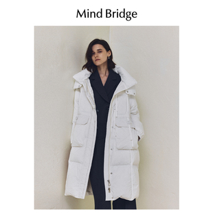 休闲保暖外套 连帽羽绒服2025年女长款 MindBridge百家好冬季