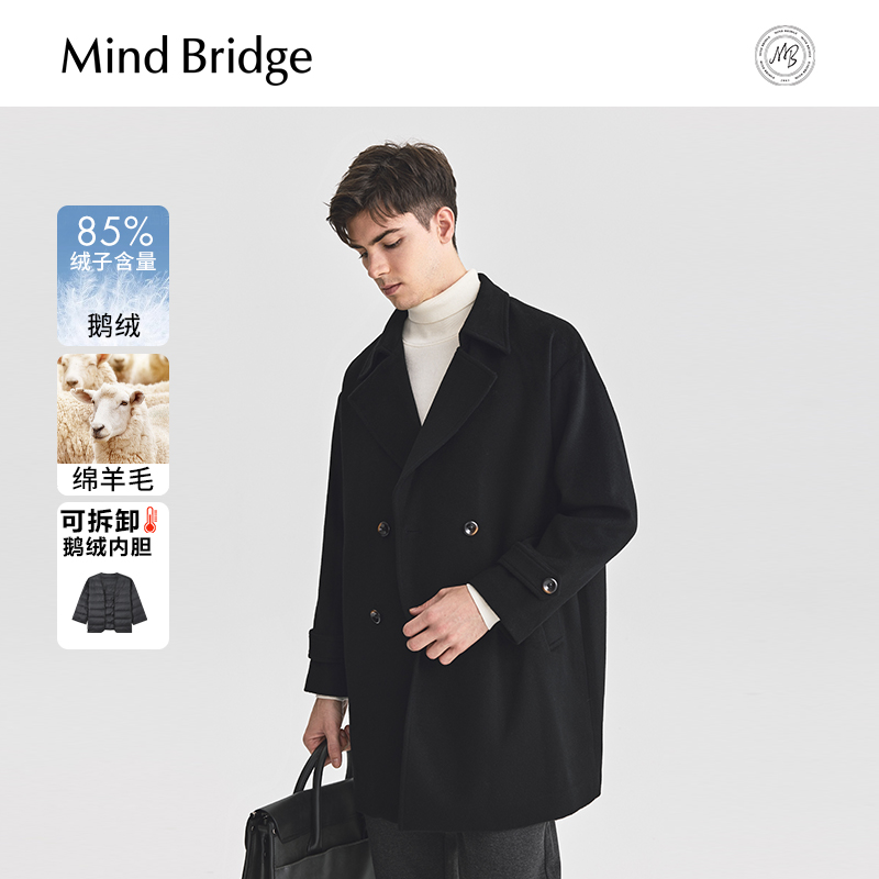 MindBridge可拆卸内胆毛呢大衣