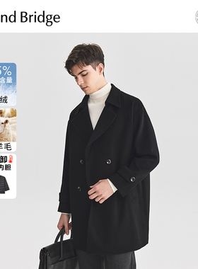 MindBridge【鹅绒】2025年冬中长款羽绒服男士可拆卸内胆毛呢大衣