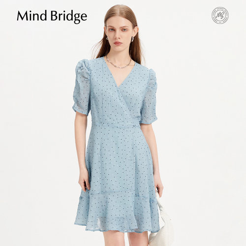MindBridge复古波点连衣裙
