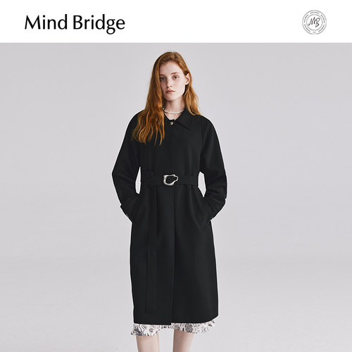 MindBridge中长款黑色风衣