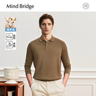 纯色Polo衫 Mind 2025年秋休闲翻领针织打底男士 绵羊毛 Bridge