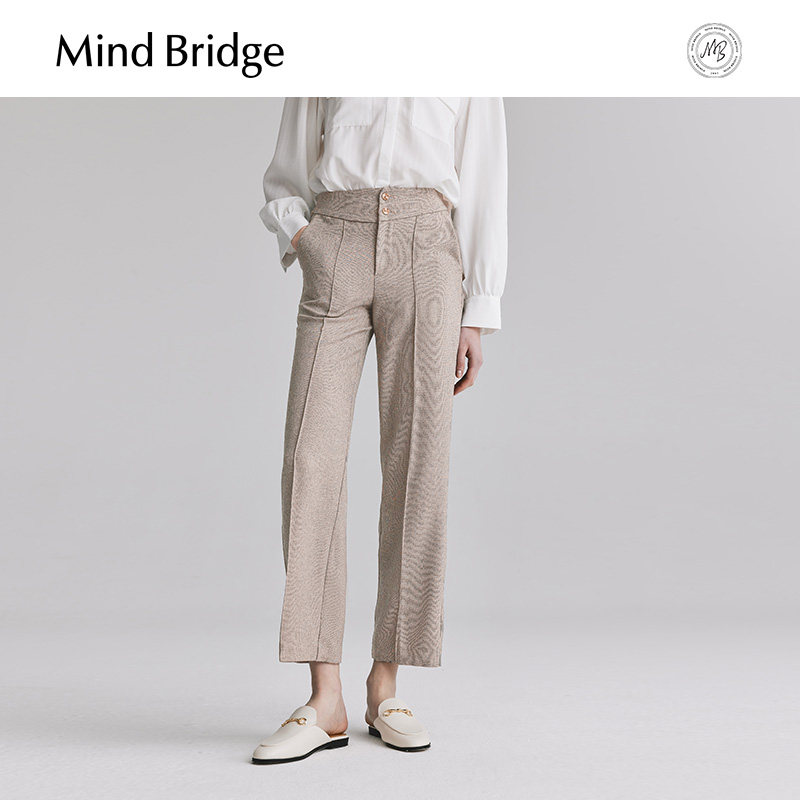 Mind Bridge春季时尚宽松直筒裤女士通勤休闲裤2026新款复古长裤,女装/女士精品,休闲裤,淘宝优惠券,粉丝福利购,淘宝优惠卷