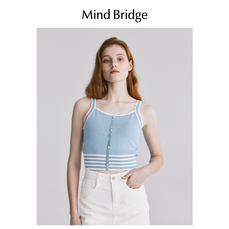 Mind Bridge百家好女士撞色针织吊带春季韩版修身背心小香