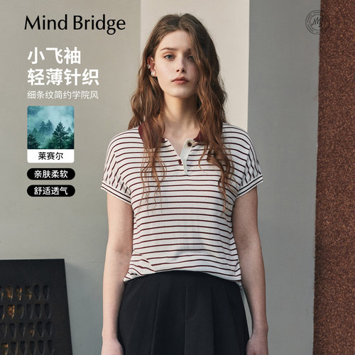 MindBridge撞色Polo领短袖针织