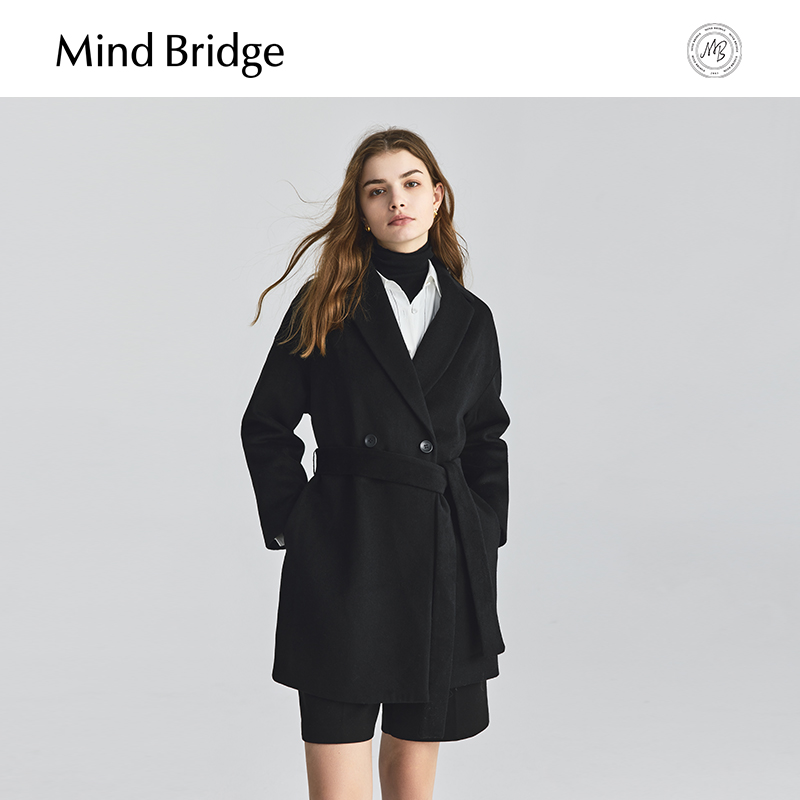 MindBridge韩版中长款羊毛大衣
