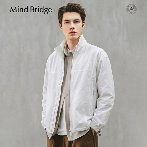 MindBridge宽松纯色立领行政夹克