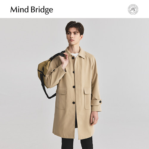 MindBridge纯色翻领风衣
