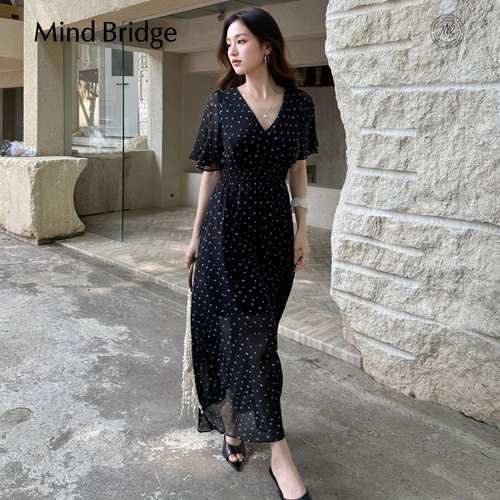 MindBridge法式复古波点连衣裙