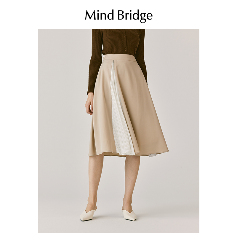 MB MindBridge2026年春季女士法式气质拼接A字裙高