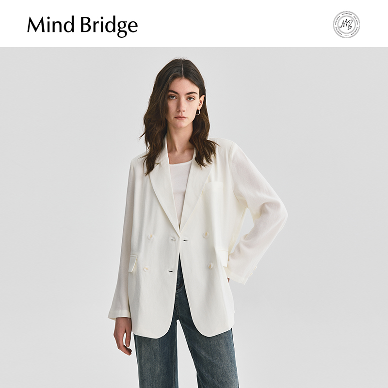 MindBridge2025新款白色简约西服春季设计感西装女士宽松通勤外套