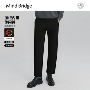 加绒直筒裤 MindBridge2025年冬户外运动休闲裤 男士 软壳裤 纯色厚款
