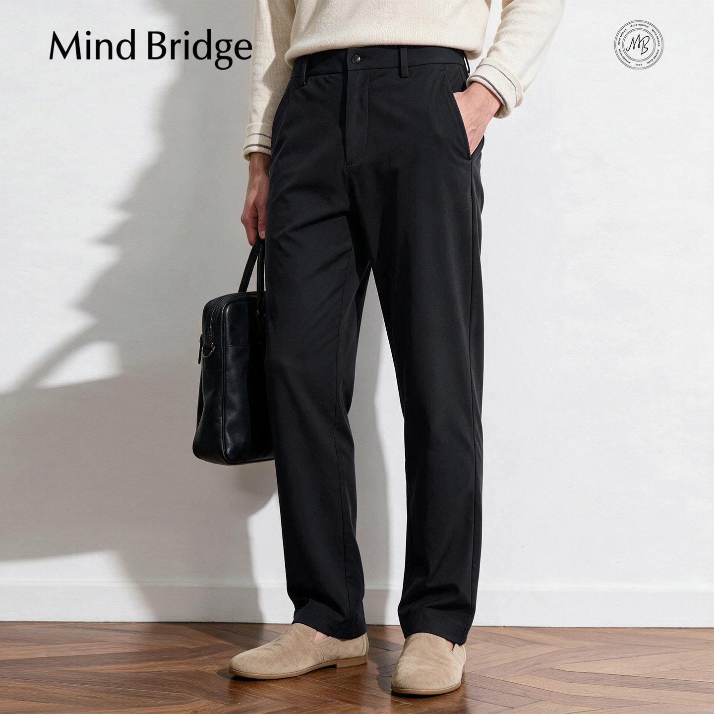 MindBridge男士直筒加绒休闲裤2026秋冬通勤简约纯色商务长裤男裤
