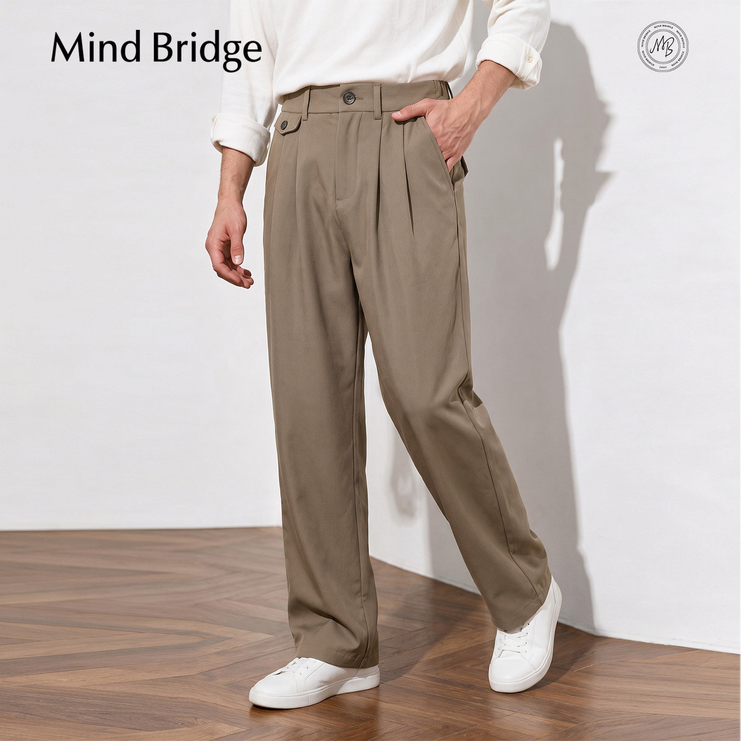 MindBridge2026冬季纯色百搭通勤休闲裤男士宽松直筒长裤加绒裤子