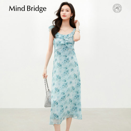 MindBridge小飞袖吊带碎花裙
