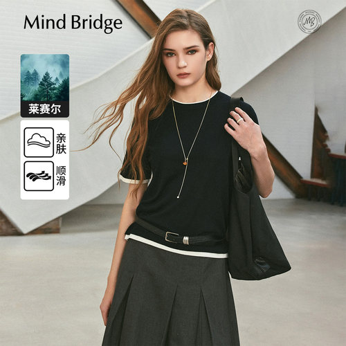 MindBridge薄款假两件短袖T恤