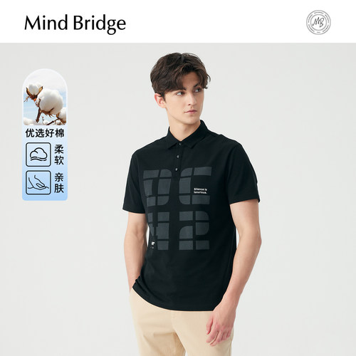 MindBridge夏季短袖印花polo衫